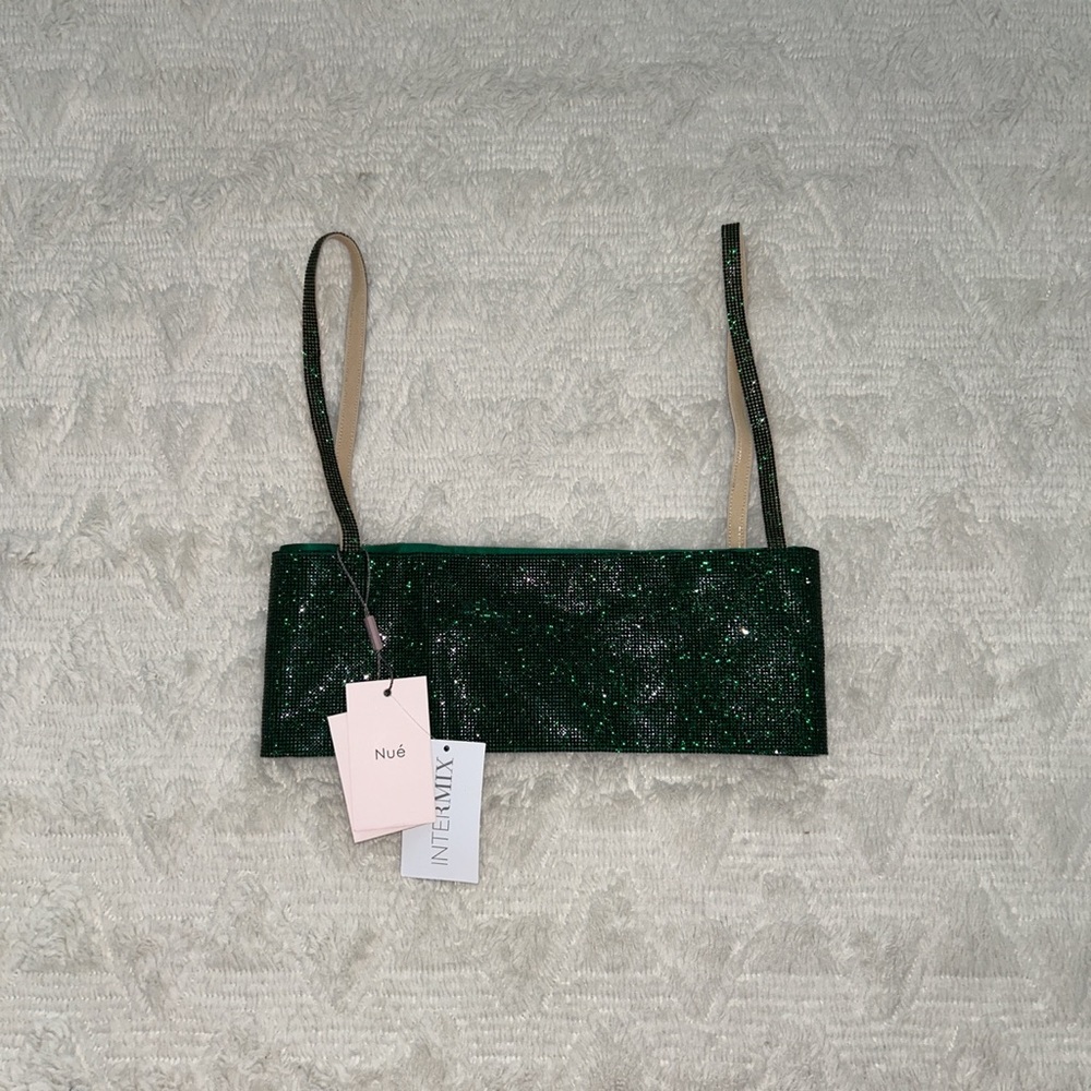 Nue Nué studio dark green rhinestone charlotte top - Picture 2 of 5